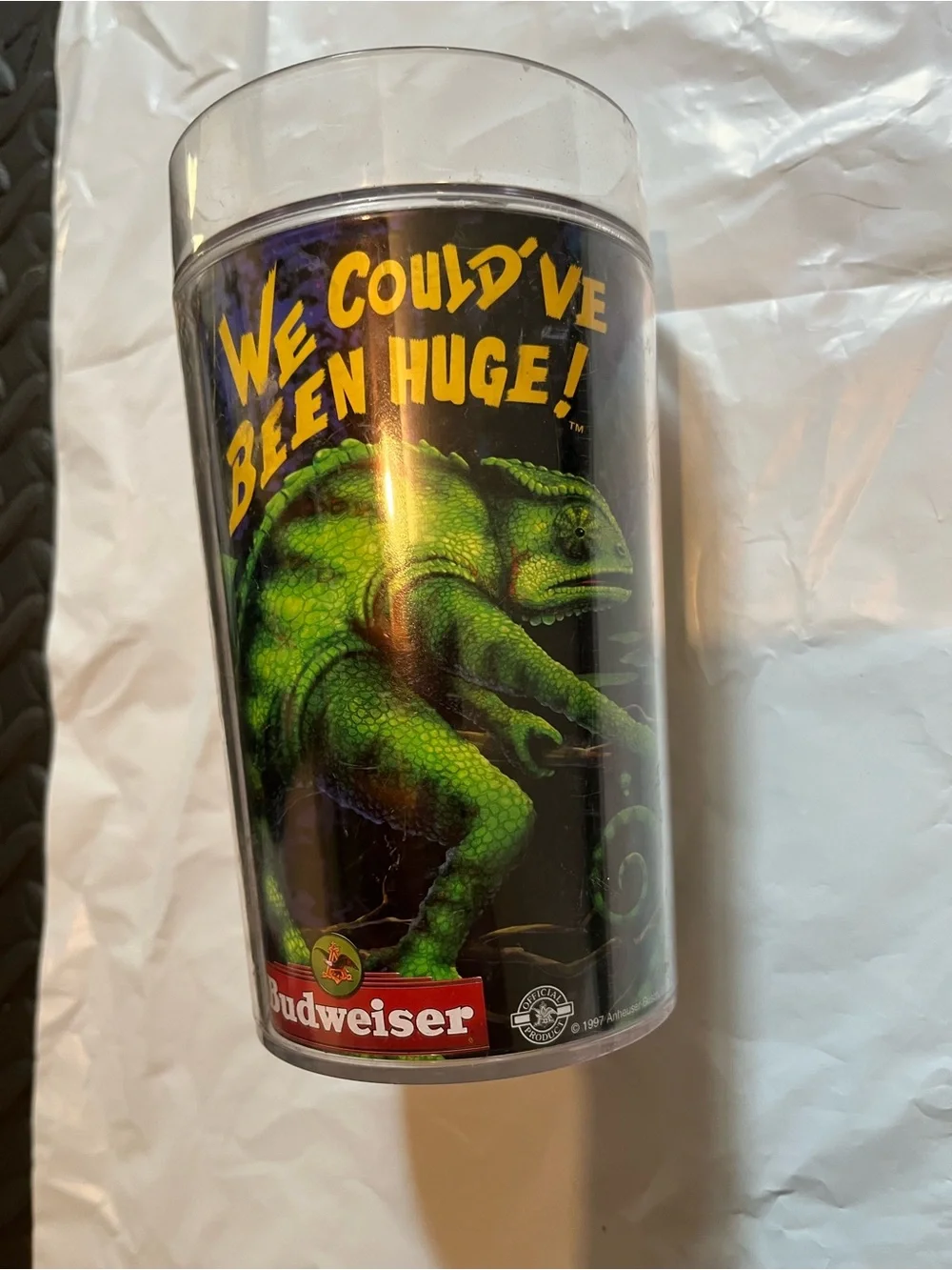 Budweiser Green Chameleon Reptile Travel Mug 1997